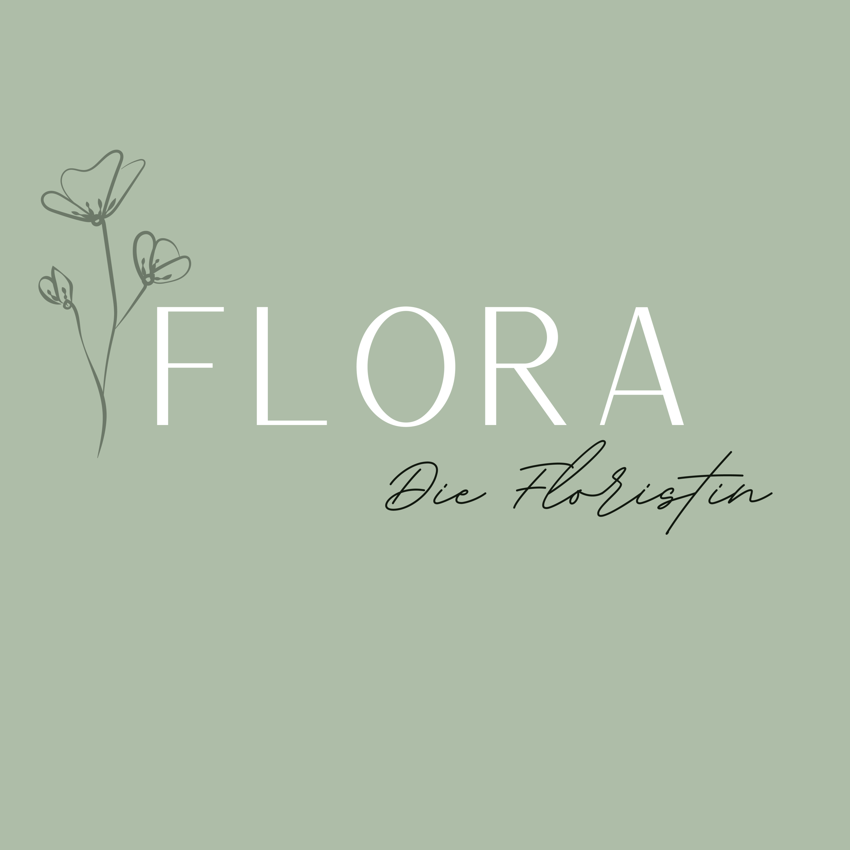 Logo Flora - die Floristin mit einer Blume im Eck